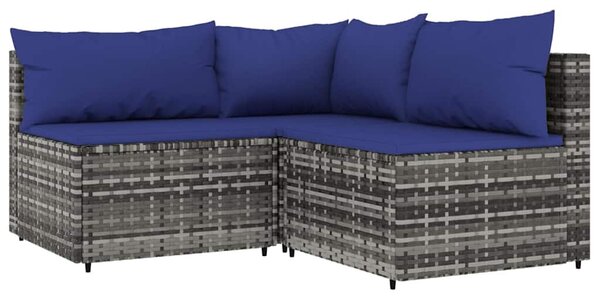 4 részes szürke polyrattan kerti ülőgarnitúra párnákkal