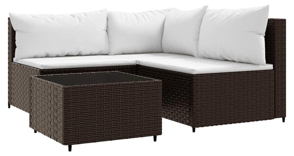 4 részes barna polyrattan kerti ülőgarnitúra párnákkal