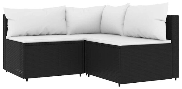4 részes fekete polyrattan kerti ülőgarnitúra párnákkal