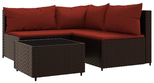 4 részes barna polyrattan kerti ülőgarnitúra párnákkal