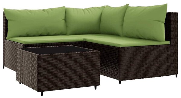 4 részes barna polyrattan kerti ülőgarnitúra párnákkal