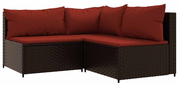 4 részes barna polyrattan kerti ülőgarnitúra párnákkal
