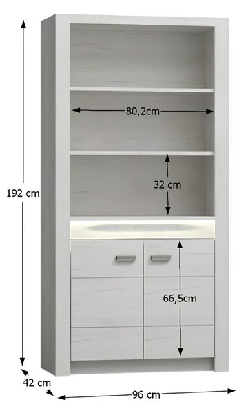 KONDELA Könyvespolc, kőris fehér, INFINITY I-05