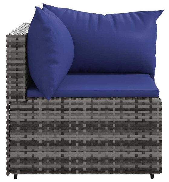 Szürke polyrattan kerti sarokkanapé párnákkal