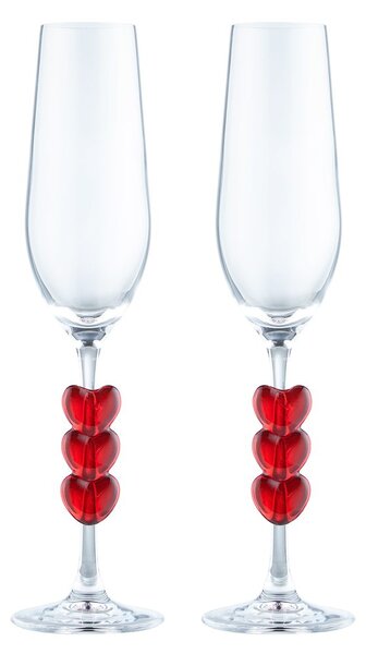 LOVEBIRDS üveg pezsgőspohár 180 ml 2 db , szivecskés