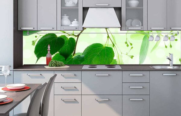 Konyhai fotótapéta - zöld levelek 260 x 60 cm