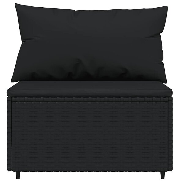 4 részes fekete polyrattan kerti ülőgarnitúra párnákkal