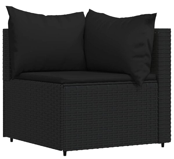 4 részes fekete polyrattan kerti ülőgarnitúra párnákkal