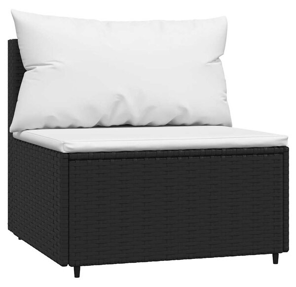 3 részes fekete polyrattan kerti ülőgarnitúra párnákkal