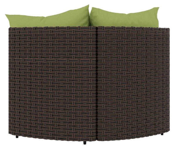 2 db barna polyrattan kerti sarokkanapé párnákkal