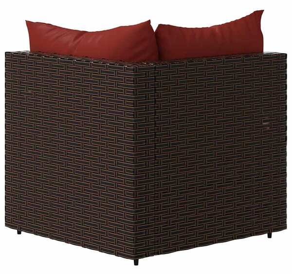 2 db barna polyrattan kerti sarokkanapé párnákkal