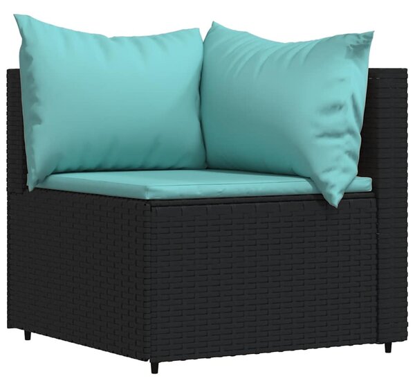 4 részes fekete polyrattan kerti ülőgarnitúra párnákkal