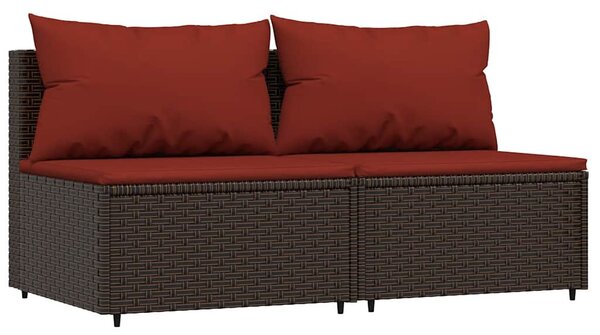3 részes barna polyrattan kerti ülőgarnitúra párnával