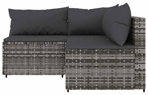 3 részes szürke polyrattan kerti ülőgarnitúra párnákkal