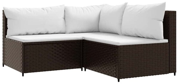 3 részes barna polyrattan kerti ülőgarnitúra párnával