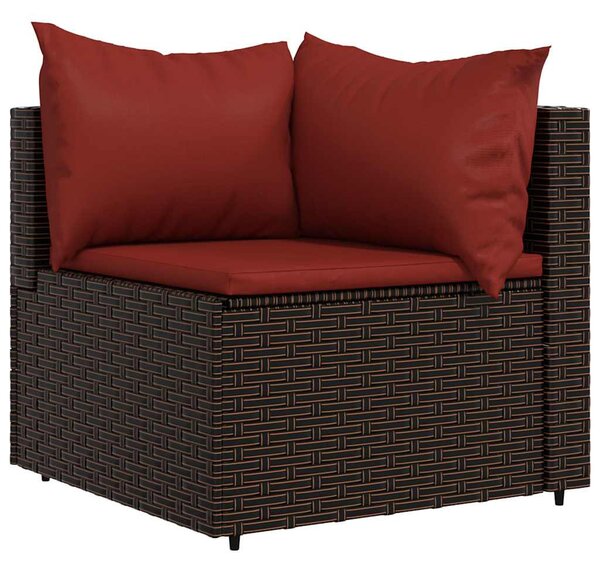 3 részes barna polyrattan kerti ülőgarnitúra párnával