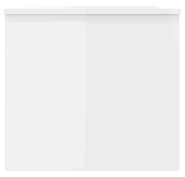 Magasfényű fehér szerelt fa dohányzóasztal 102x50,5x46,5 cm