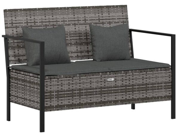 2 személyes szürke polyrattan kerti kanapé párnával