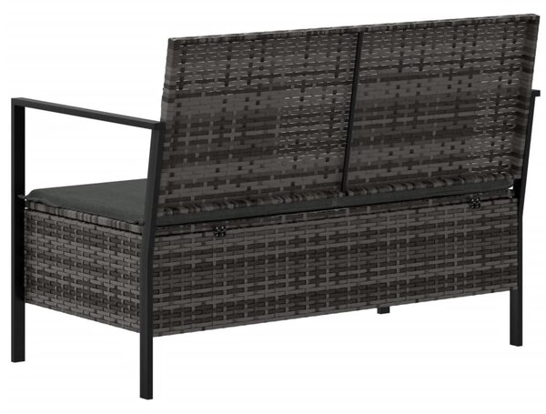 2 személyes szürke polyrattan kerti kanapé párnával