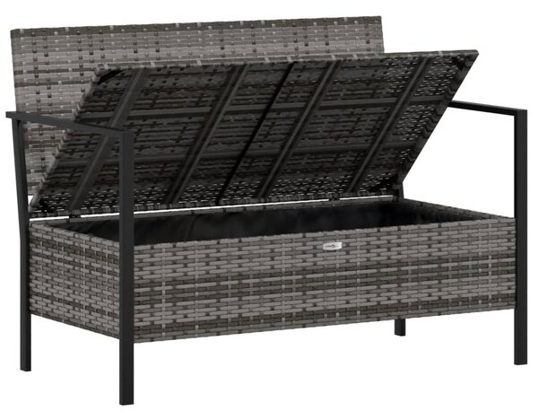 2 személyes szürke polyrattan kerti kanapé párnával