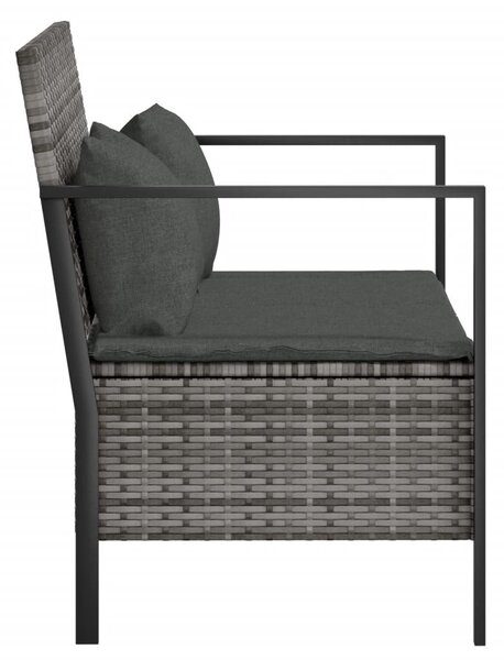 2 személyes szürke polyrattan kerti kanapé párnával