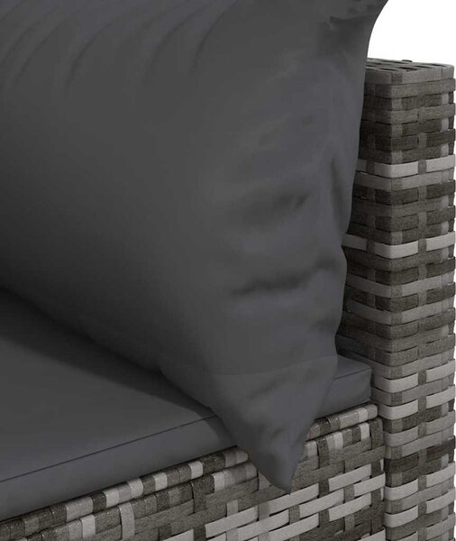 2 db szürke polyrattan kerti sarokkanapé párnával