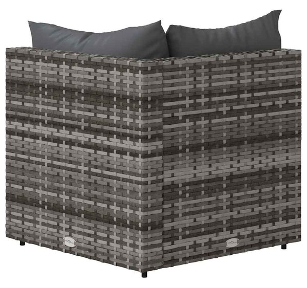 2 db szürke polyrattan kerti sarokkanapé párnával