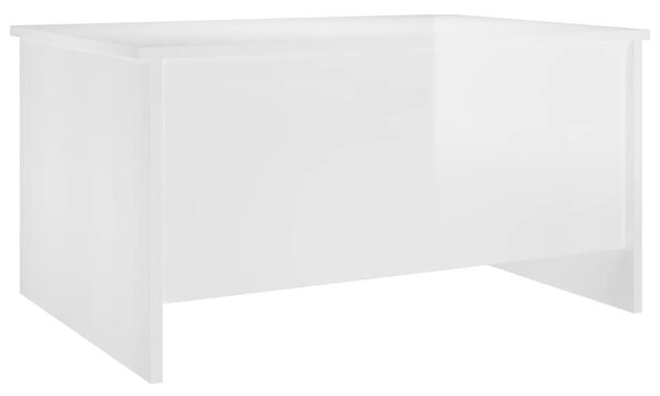Magasfényű fehér szerelt fa dohányzóasztal 80x55,5x41,5 cm