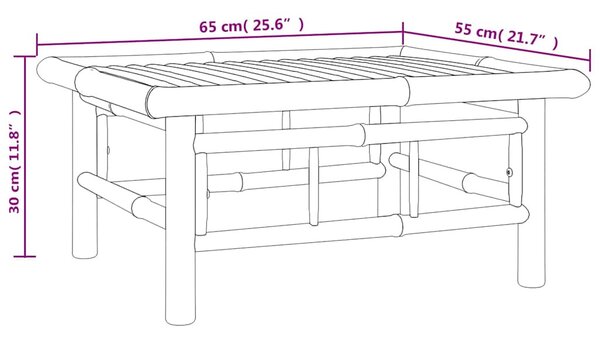 Bambusz kerti asztal 65 x 55 x 30 cm