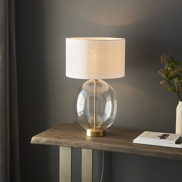 Endon glamour modern asztali lámpa kelda oval fehér sárgaréz átlátszó end99292
