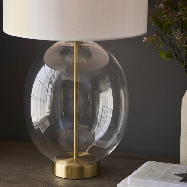 Endon glamour modern asztali lámpa kelda oval fehér sárgaréz átlátszó end99292