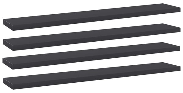 4 db szürke forgácslap könyvespolc 60 x 10 x 1,5 cm