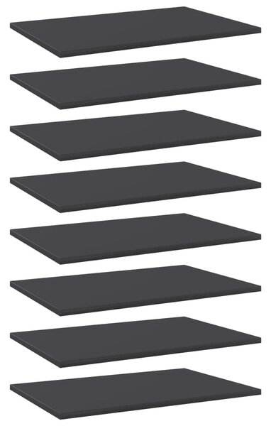 8 db szürke forgácslap könyvespolc 60 x 40 x 1,5 cm