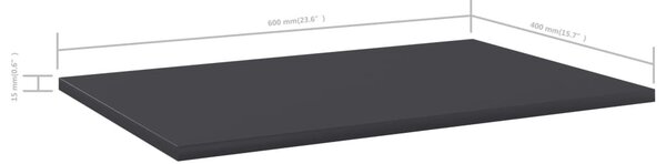 8 db szürke forgácslap könyvespolc 60 x 40 x 1,5 cm