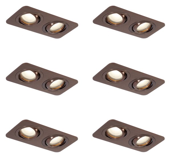 6 darabos, lekerekített, sötét bronz, süllyesztett spotlámpa készlet GU10 50mm-es, forgatható és dönthető IP44 2-fényű - Alberto