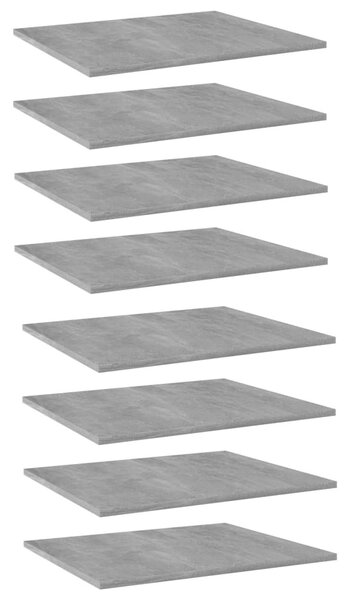 8 db betonszürke forgácslap könyvespolc 60 x 50 x 1,5 cm