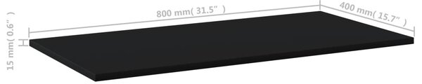8 db fekete forgácslap könyvespolc lap 80 x 40 x 1,5 cm