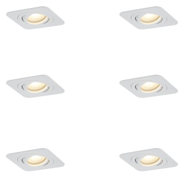 6 darabos, lekerekített, süllyesztett spotlámpa szett, fehér, GU10 50mm, forgatható és dönthető, IP44 - Alberto