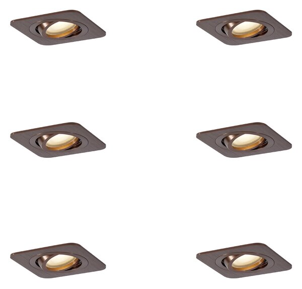 6 darabos, lekerekített, sötét bronz, süllyesztett spotlámpa szett GU10 50mm IP44 - Alberto