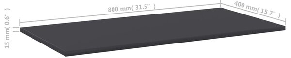 8 db szürke forgácslap könyvespolc lap 80 x 40 x 1,5 cm