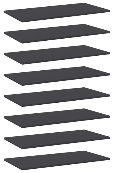 8 db szürke forgácslap könyvespolc lap 80 x 40 x 1,5 cm