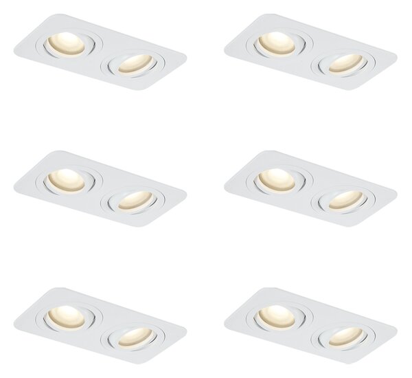 6 darabos, lekerekített, süllyesztett spotlámpa szett, fehér, GU10 50mm, forgatható és dönthető, IP44, 2-lámpás - Alberto