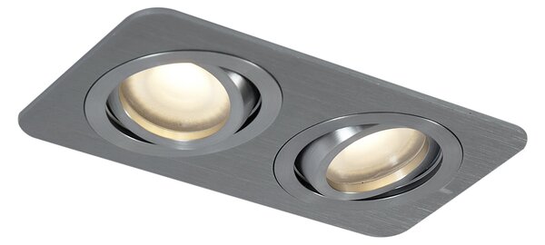 Lekerekített süllyesztett spotlámpa gunmetal GU10 50mm forgatható és dönthető IP44 2-lámpás - Alberto
