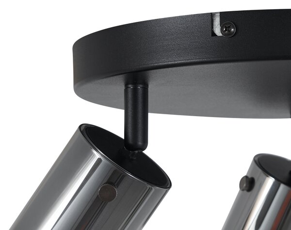 Mennyezeti spotlámpa gunmetal kerek 3-lámpás forgatható és állítható - Drain