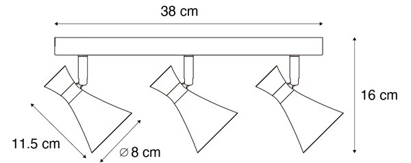 Modern mennyezeti spotlámpa fekete 3-lámpás állítható - Triangle