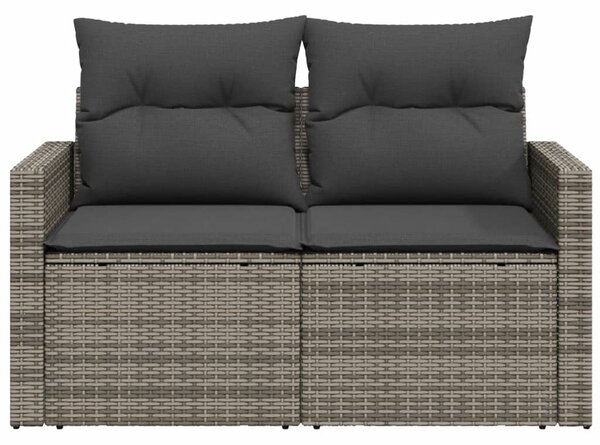2 személyes szürke polyrattan kerti kanapé párnával
