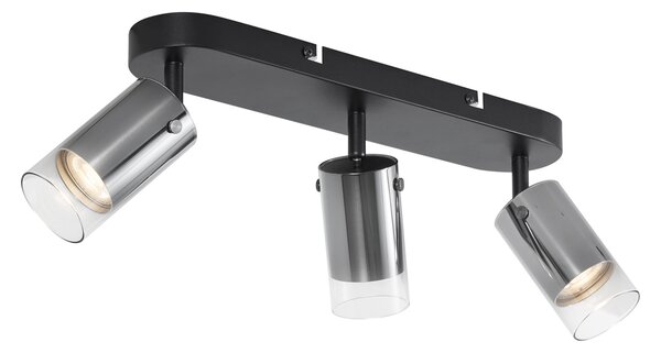 Modern mennyezeti spotlámpa gunmetal színben, 3-lámpás, forgatható és állítható - Drain