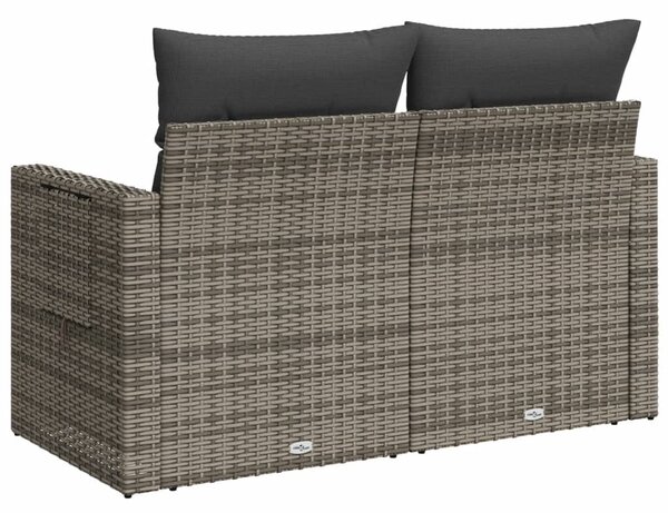 2 személyes szürke polyrattan kerti kanapé párnával