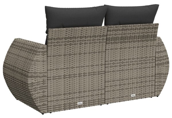 2 személyes szürke polyrattan kerti kanapé párnával