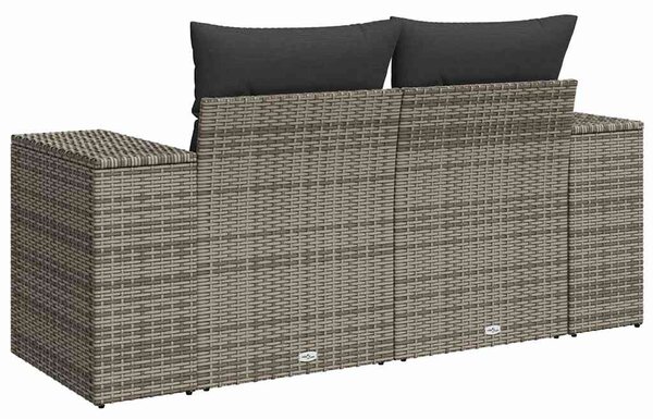 2 személyes szürke polyrattan kerti kanapé párnával